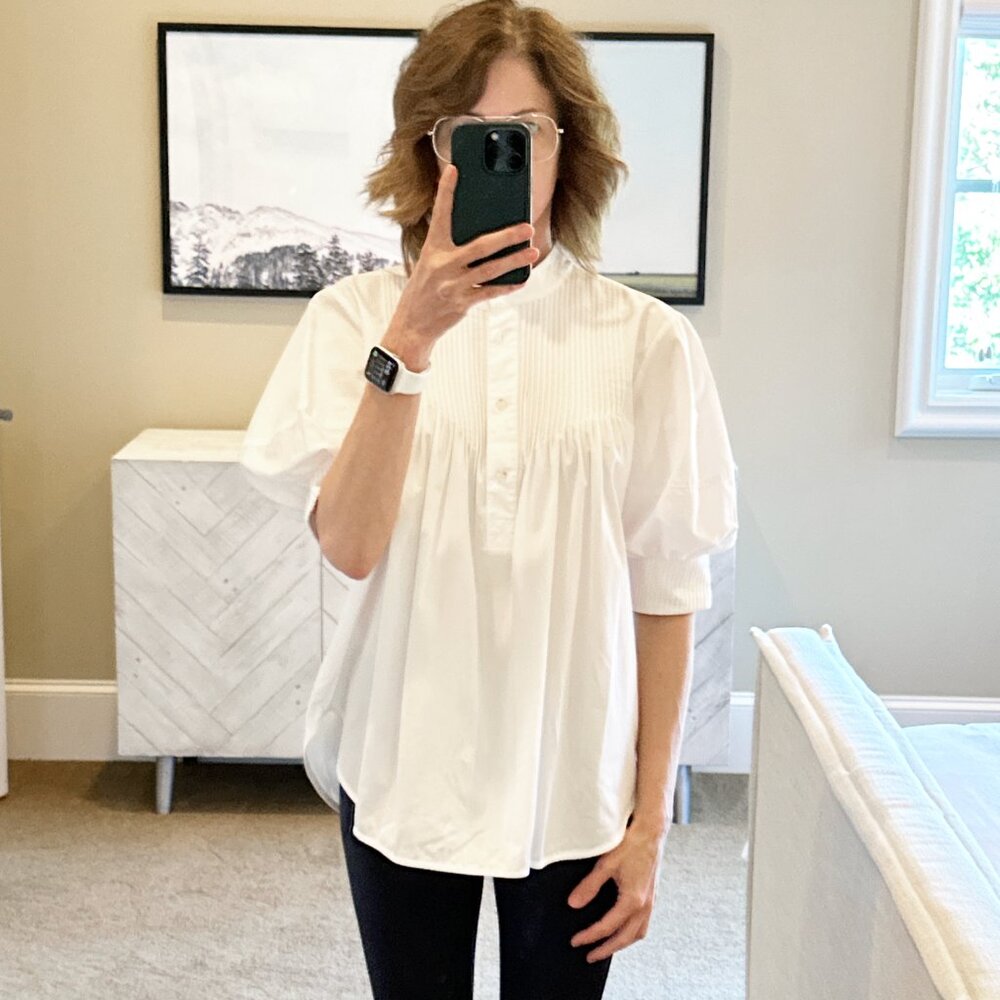 Lee Mathews White Pintuck Popover Blouse - Picture 9 of 12